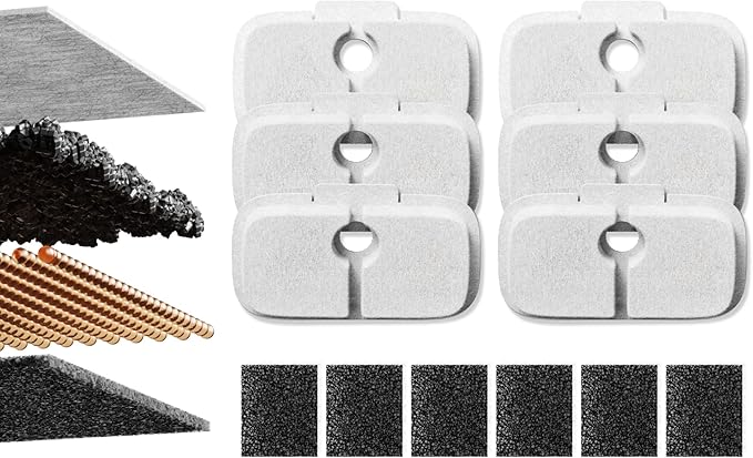 PETLIBRO Dockstream Cat Water Fountain Filters Replacement, 6-Pack Pet Water Fountain Filter, Cat Fountain Filter for PLWF106/116/105/115/005/305, PETLIBRO Water Fountain Filter, 3-Month Supply