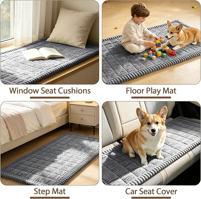 FUANGUI Waterproof Couch Cover Sofa Cover for Dogs and Pets Sofa Protector | Non-Slip Washable Fuzzy Soft Cat Bed Sofa Slipcover for 2-3 Cushion Couch Sofa Pet Friendly, Grey, 27.6" x 94.5", 1 pcs