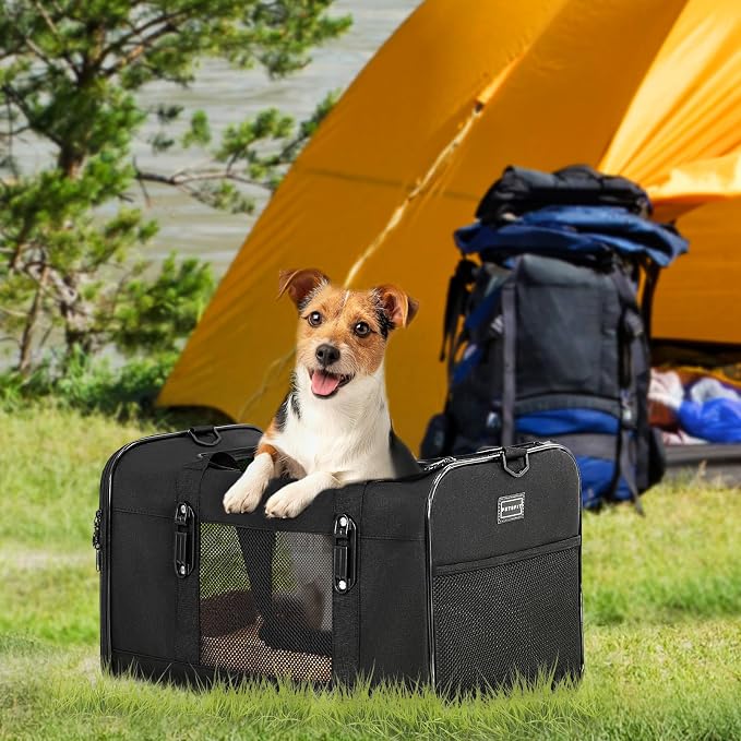 Petsfit Large Cat Carrier for Car Travel, Patented Seat Belt Buckle, 20 lb