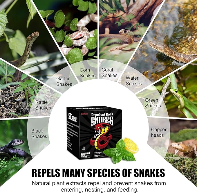 Snake Repellers For Outdoor And Patio Snake Repellent, Powerful And Natural Ingredients Snake Repellent Balls For Lawn, Garden, Fishing, Home, Camping Repel Snakes, Moths And Other Small Pests.12 Pack