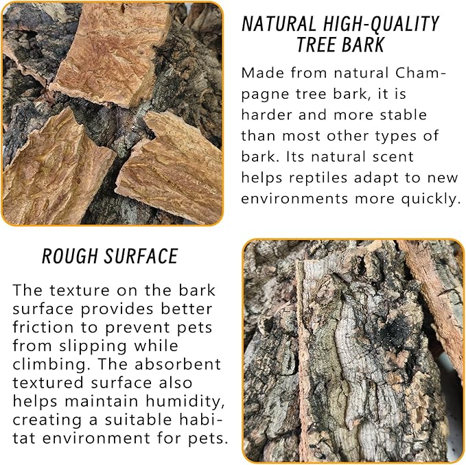 BNOSDM Reptile Terrarium Bark Substrate Bedding Tortoise 3.9-5.9in Natural Cork Bark Reptile Climbing Mat Habitat Decor for Lizard Snake Spiders Hermit Crabs Tarantula Geckos Bearded Dragons (1.4LB)