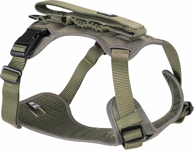 TUG Grab Dog Harness with Built-in Magnetic Traffic Leash (Large/Green) | Padded Magnetic Traffic Handle | Dual Leash Clips | 4-Point Adjustable Fit | Durable Nylon