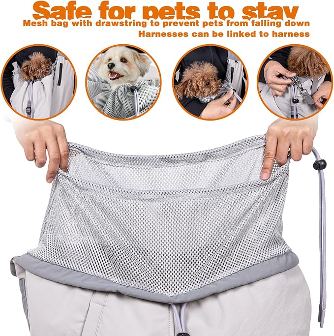 Dog Carrier Sling, Dog Carriers for Small Dogs Up to 20lbs, Grey | Puppy Sling, Cross Body Carrying Bag, Soft Front Pouch, Adjustable Shoulder Strap, Breathable Mesh Pet Backpack for Hiking