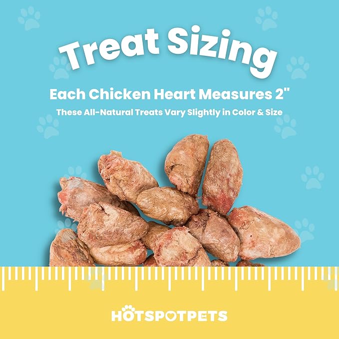 Hotspot Pets Freeze Dried Chicken Hearts for Cats & Dogs- 1LB Bag (300+pcs) USA Made, Healthy Single Ingredient All Natural Grain Free- Resealable -Perfect for Training, Topper or Snack, Allergen-Free