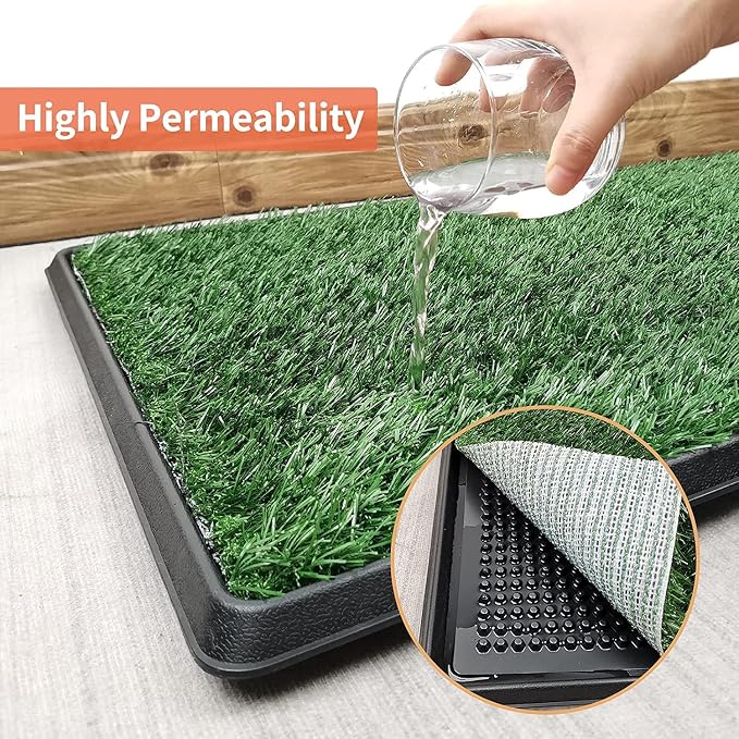 Grass Pad with Tray 20"x16", Dog Litter Box for Puppy Training | Easy to Clean, Full System with Trays, Artificial Grass Patch Bathroom Mat & Washable Pee Pad, Indoor/Outdoor Use