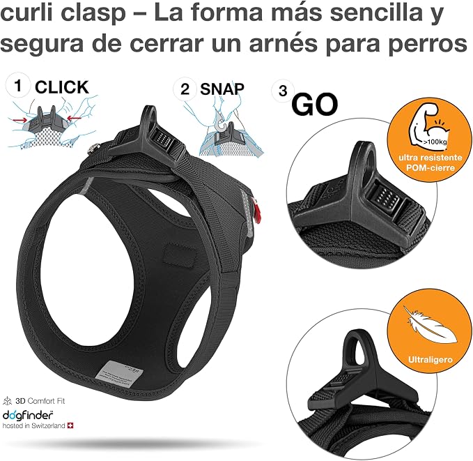 Vest Harness curli Clasp Air-Mesh Black XL