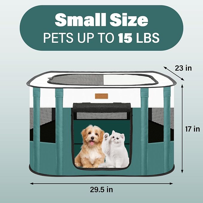 Dog Playpen - Foldable Cat Play Pens for Pubby,Kitten, Rabbit,Portable Pet Tent with Carring Bag for Indoor/Outdoor Travel Camping (Blue-Small)