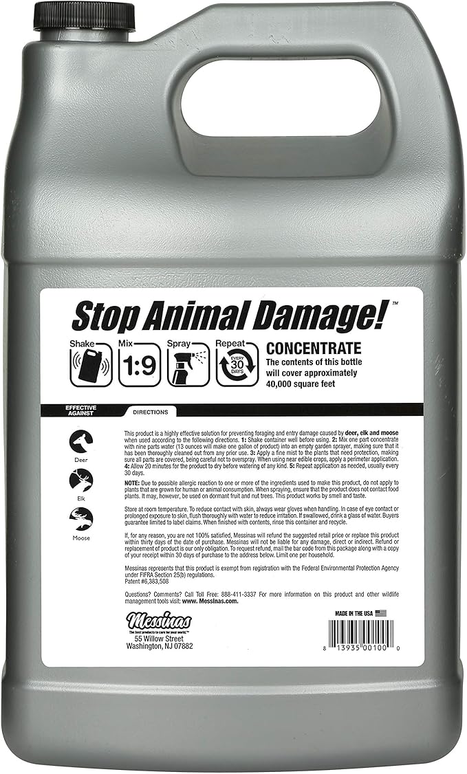 Deer Stopper, Liquid Animal Stopper Repellent, All Natural, Effective All Year Round, Safe for People and Pets, No Harsh Chemicals, Ready to Use, Deer & Moose Repellent - 1 Gallon Concentrate