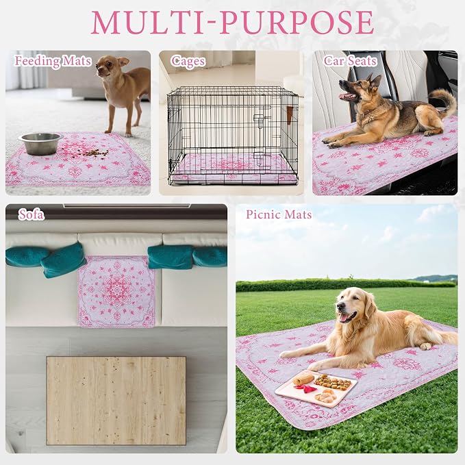 Homimp Washable Pee Pads for Dogs, 4 Pack Reusable Puppy Pads Waterproof, Absorbent and Leakproof Dog Pee Pads, Non Slip Puppy Training Pads, Pet Mat for Floor,Crate,Couch,Whelping,Pink, 18"x24"
