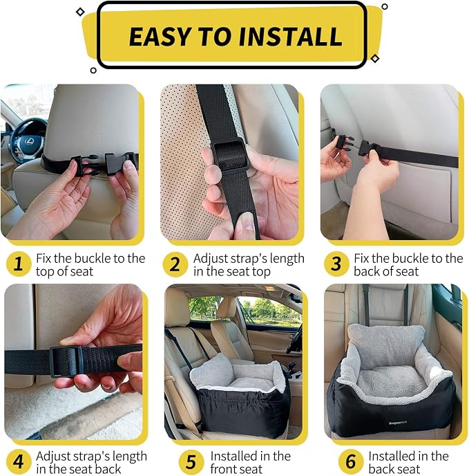 Dog Car Seat for Small Dogs & Cats Under 25 lbs,Black
