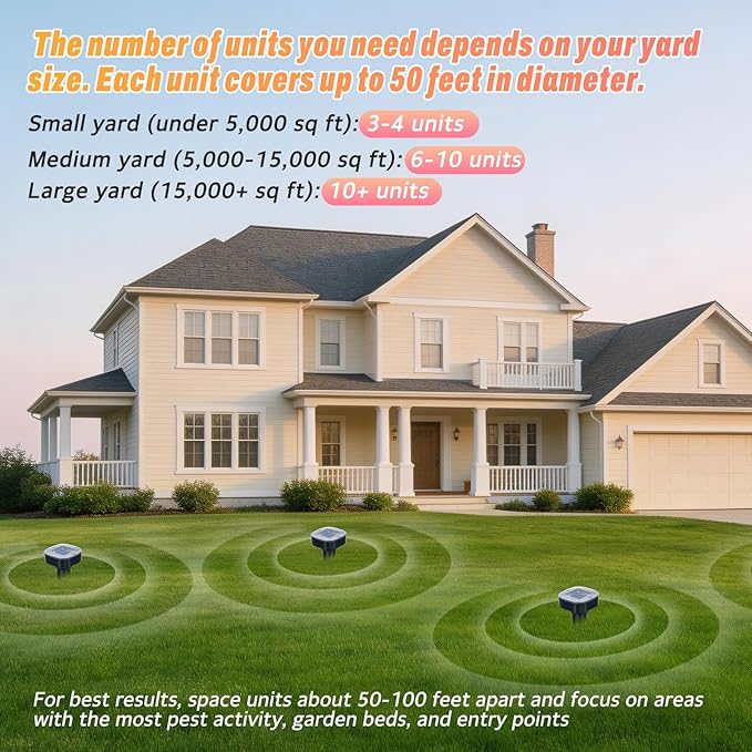 10 Pack Mole Repellent Solar Powered, Snake & Skunk & Vole & Gopher & Armadillo & Rabbit & Groundhog & Chipmunk & Raccoon Repellent for Yard, IP65 Waterproof Ultrasonic Deterrent for Lawns Garden