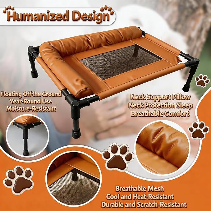 Small Elevated Dog Bed,Cooling Hammock with Soft Edge Pillow,Features Non-Slip Base Portable Pet Travel Cot,Indoor Outdoor Universal(23.62" L x 15.75" W x 5.91" H)