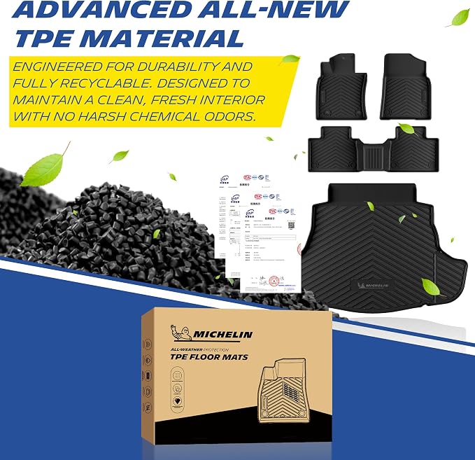 Michelin Floor Mats, Premier Series All-Weather TPE Custom Fit Liner for Toyota Camry 2025-2026 Floor Mats (4 Piece)