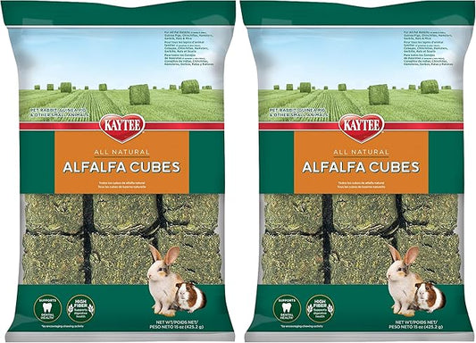 Kaytee Alfalfa Cubes for Rabbits, Guinea Pigs, and Other Small Animals, 15 oz (Pack of 2)