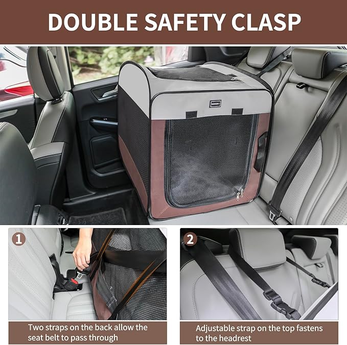 Dog Kennels and Crates for Medium Dogs, Portable Pop Up Indoor Pet Cage with Sturdy Wire Frame, Collapsible Travel Crate Soft Sided Cat Bag Escape Proof (Brown, 32.0" L x 21.0" W x 26.0" H)