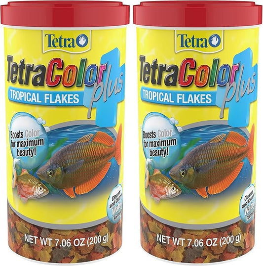 Tetra ColorPlus Fish Food Flakes,Tropical Flakes with Natural Color Enhancers,7.06 Ounce,(Pack of 2)
