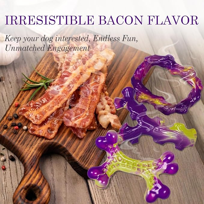 Tough Dog Toys for Aggressive Chewers 3 Pack, Indestructible Dog Toy for Large Dogs, Dog Chew Toys to Keep Them Busy, Dog Bones for 15-60lbs Medium/Large Breeds, Interactive Dog Toys