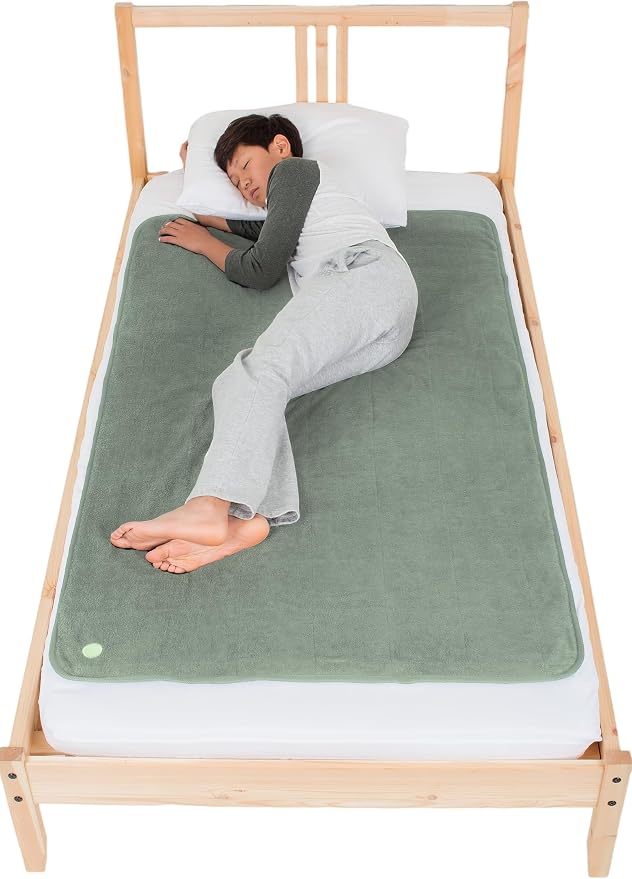 PeapodMats Bedwetting Waterproof Bed Mat, Reusable 3x5 Sage | Washable reusable bed mat for bedwetting, incontinence, kids, adults, pets, and mattress protection.