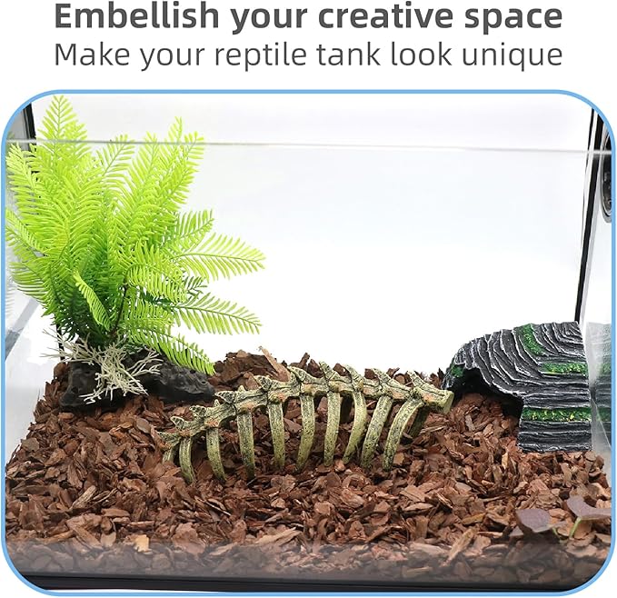 relaqcc Aquarium Skull Animal Skeletons, Reptile Tank Accessories, Fish Tank Decorations for Amphibians, Betta Fish, Shrimp, Hermit Crab, Leopard Gecko
