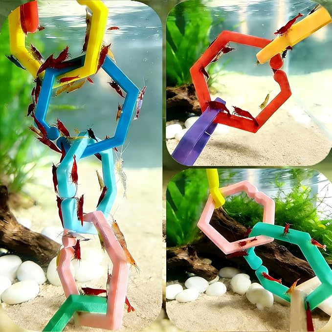 Aquarium Shrimp Climbing Toys & Resting Hammocks - Betta Fish Enrichment Toys, Suction-Cup for Small Freshwater Shrimp & Snails, Shrimp Tank Decoration Accessories