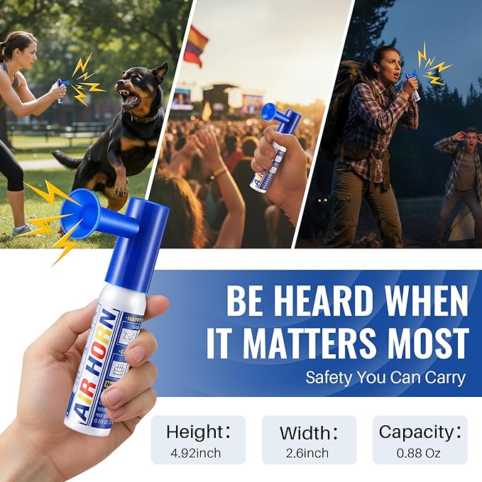 1 Pack Mini Air Horn for Personal Safety, 0.88 Oz Stadium Air Horn Prank, Portable Blow Noise Maker for Sporting Events, Football Games, Dogs, Party, Birthdays,Graduation Mini Noisemakers (Blue)