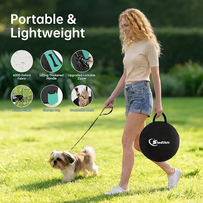 Siedihit Dog Playpen, Cat Pet Puppy Crate, Portable Playpens Indoor Outdoor | Portable Tent Travel Camping Use,Foldable Dog Kennel Tent Crate for Rabbit Small Animals with Carrying Case(Green,Small )