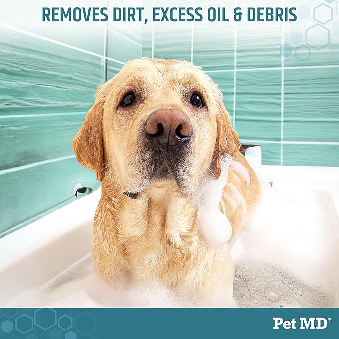 Pet MD Benzoyl Peroxide Shampoo for Dogs and Cats – Helps Relieve Itchy, Oily & Flaky Skin – Deep Cleansing & Deodorizing Formula – Scented – 12oz