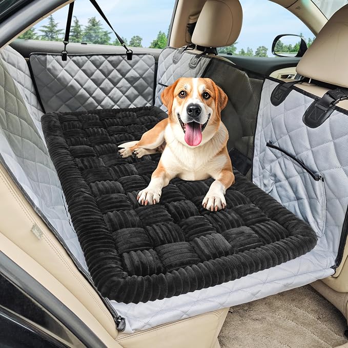 Dog Car Bed Mat Non-Slip Backseat Extender Dog Bed 56" x28.7" Black | Travel Bed for Dogs，Chew-Resistant, Easy Clean & Scratch-Proof, Comfort Design, Fits Trucks/Sedans/SUVs