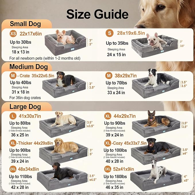 OhGeni Orthopedic Extra Large Dog Bed Couch, Memory Foam, 44-inch (Green) | Waterproof Pet Bed with Machine-Washable Removable Cover & Soft Comfortable Fabric