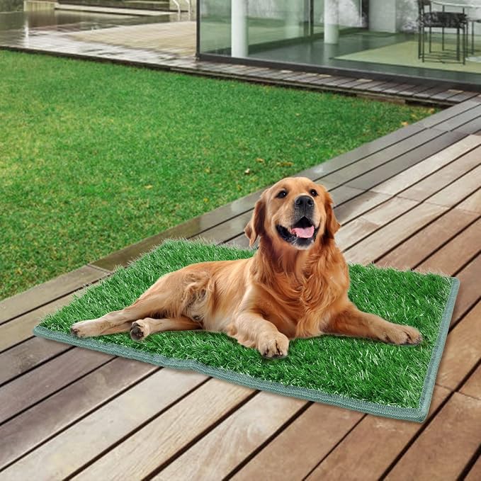 Artificial Dog Grass Pad 2 Pack，20"x 25" Replacement Fake Grass Turf Mat | Easy to Clean, with Drainage, Reusable, Realistic, Fake Grass Mat, for Apartment, Balcony, Outddor Use