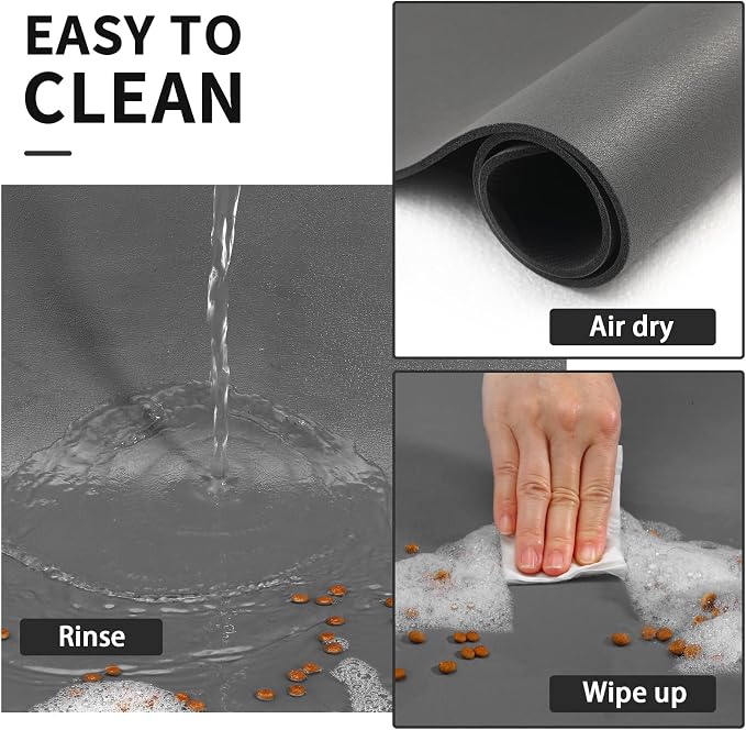 HotLive Dog Food Mat - Absorbent Cat Mat for Food and Water, No Stains Pet Feeding Bowl Mat, Easy to Clean Pet Placemats, Quick Dry Dog Water Dispenser Mat for Messy Drinkers | Dark Grey 16"x 24"