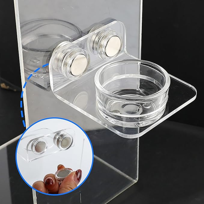 Strong Magnetic Reptile Ledge Acrylic Gecko Feeding Ledge Reptile Food Water Feeder Dish for Chameleon Spider Bearded Dragon Jumping Spider Tank Accessories