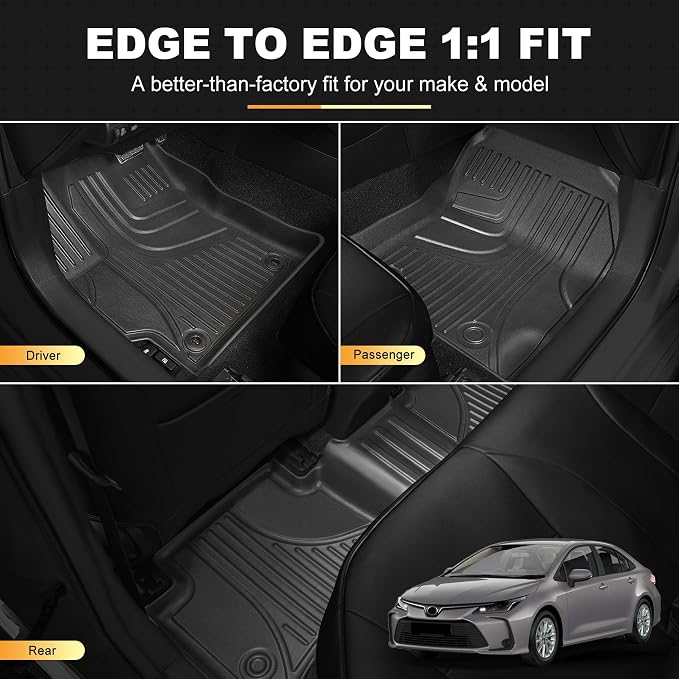 AOMSAZTO Car Floor Mats for Toyota Corolla Sedan 2020-2026,Heavy Duty TPE All Weather Automotive Floor Mats,1st & 2nd Row Full Set Rubber Floor Liners, Anti Skid Car Mats(not fit for Hatchback)-Black