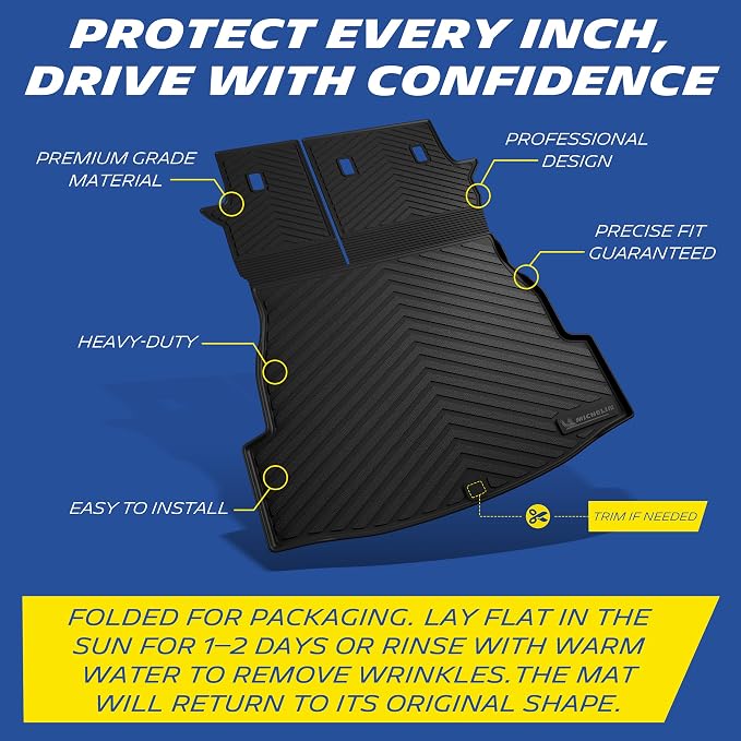 Michelin Vehicle Mats, Premier Series All-Weather TPE Custom Fit Liner for Toyota RAV4 Gas&Hybrid 2019-2025 Trunk Mat A(1 Piece)