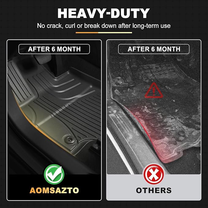 Floor Mats Fit for Mercedes-Benz C-Class C300 C43 AMG 2015-2021 Sedan Only | AOMSAZTO All Weather Custom Fit Floor Liners for 1st and 2nd Row, Black