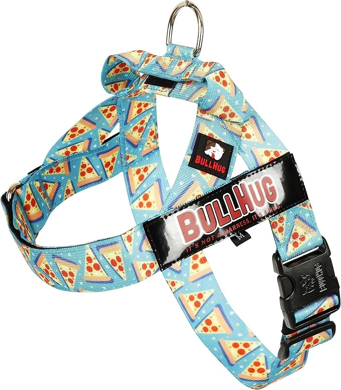 Adjustable Dog Harness– No Pull, No Choke – for English Bulldogs, French Bulldogs, Pugs & Broad-Chested Breeds – Easy, Safe Walks (Pizza, Small)