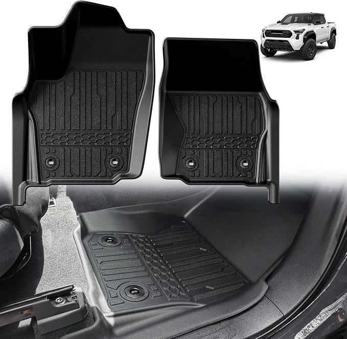 TripleAliners for Tacoma 2024 2025 2026 | Floor Mats First Row ONLY | for Double Cab & Access Cab All Weather Liners Compatible with 2024+ Toyota Tacoma Accessories (Fit Auto Trans), 2PC