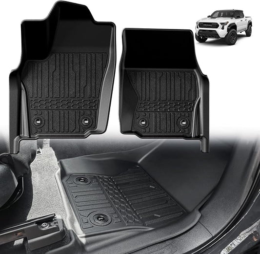 TripleAliners for Tacoma 2024 2025 2026 | Floor Mats First Row ONLY | for Double Cab & Access Cab All Weather Liners Compatible with 2024+ Toyota Tacoma Accessories (Fit Auto Trans), 2PC