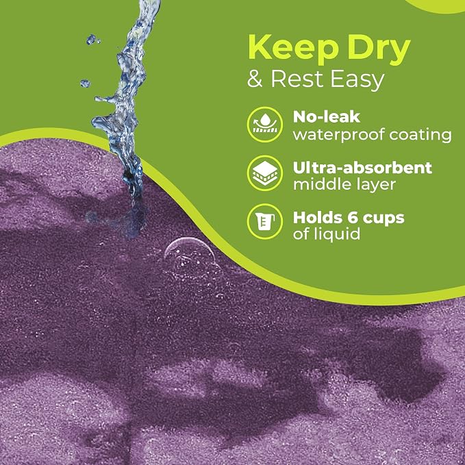 PeapodMats Bedwetting Waterproof Bed Mat, Reusable 3x5 Mauve | Washable reusable bed mat for bedwetting, incontinence, kids, adults, pets, and mattress protection.