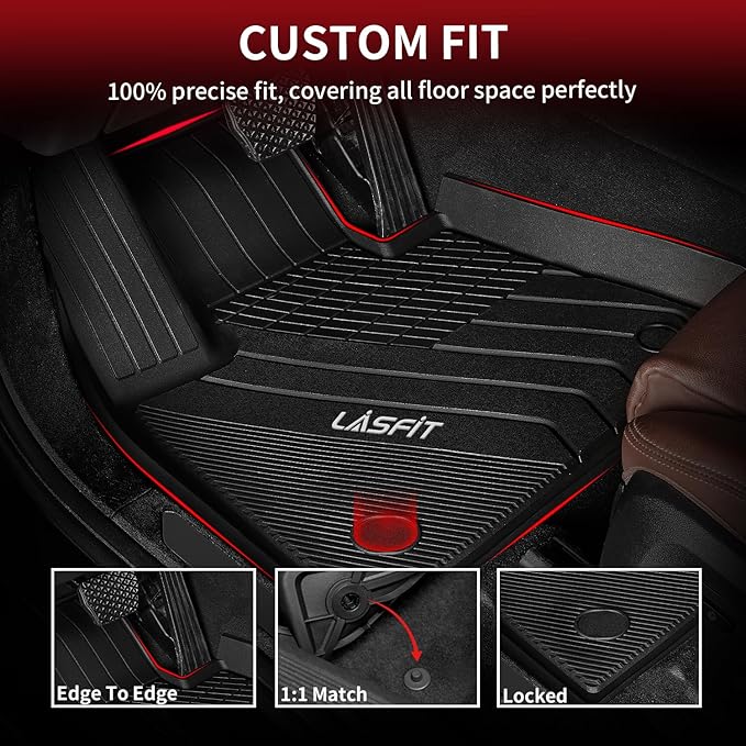 LASFIT Floor Mats Fit for BMW X5 New 2019-2025 2026 All Weather Floor Liners Custom Fit TPE Mat Front & Rear Rows Car Mat Full Set for 50i M50i M 45e 50e 40i M60i(Only for 5 Passengers), Black