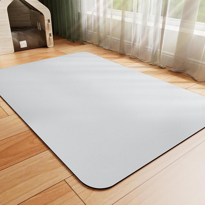 HotLive Dog Food Mat - Absorbent Cat Mat for Food and Water, No Stains Pet Feeding Bowl Mat, Easy to Clean Pet Placemats, Quick Dry Dog Water Dispenser Mat for Messy Drinkers | Light Grey 16"x 24"