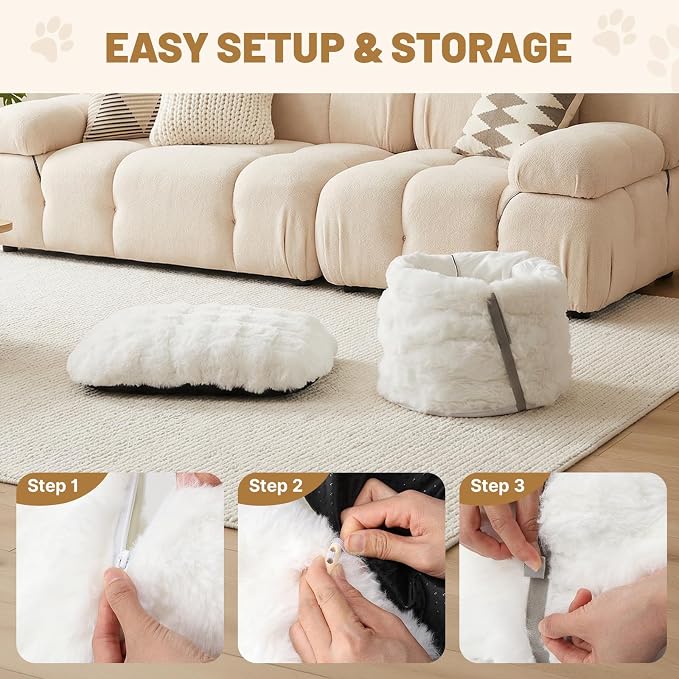Extra Large Cat Tunnel, 47.2in Luxury Tunnel for Large Cats | Extra Long Bubble Fleece Big Cat Tunnel with Washable Mat, Skin-Friendly Large Tunnel for Cats, Puppy, Rabbits White