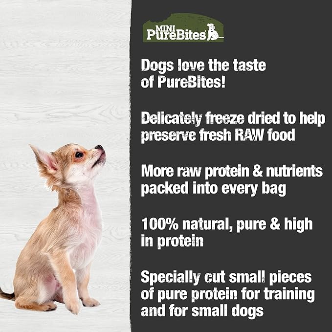 PureBites Mini Beef Liver Freeze Dried Dog Treats, 1 Ingredient, Made in USA, 9.5oz