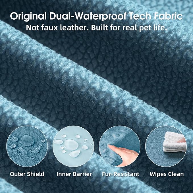 Gel Memory & High-Density Foam Orthopedic Dog Bed 44x32x7.5 Large | | Double Waterproof Cover | Machine Washable | Non-Slip Base | Fur-Resistant Tech Fabric