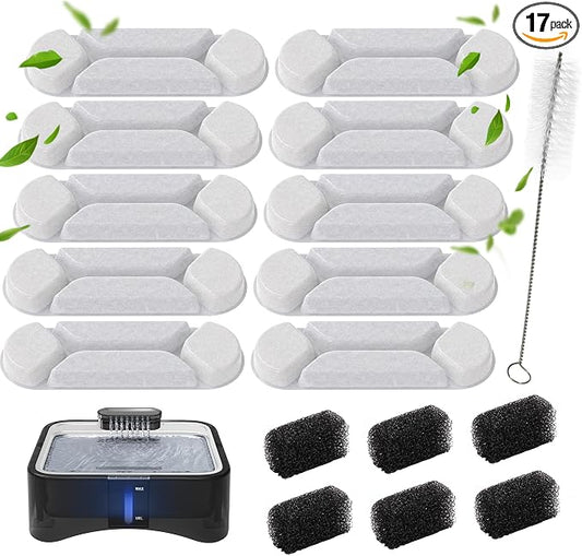 UPSKY 10 Pcs Replacement Filters for 8.5L Elevated Dog Water Fountain | Multi-layer Filtration, Removes Hair, Odors & Heavy Metals, Keeps Water Clean & Fresh, Individual Packaging