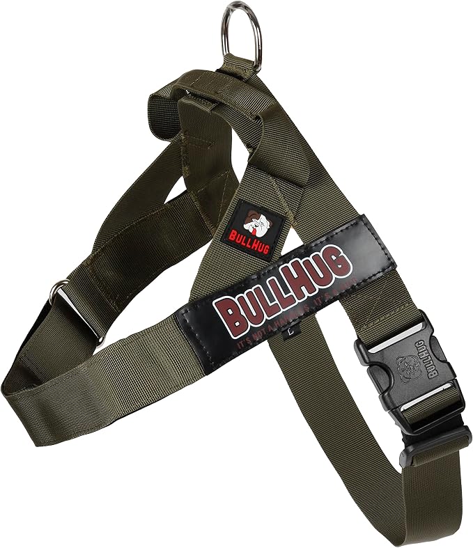 Adjustable Dog Harness– No Pull, No Choke – for English Bulldogs, French Bulldogs, Pugs & Broad-Chested Breeds – Easy, Safe Walks (Olive Green, Small)