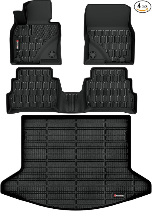 Floor Mats & Cargo Liner Compatible with Mazda CX-5 2017-2025 Cargo Mat, Full Set All Weather Protection 1st, 2nd Row Car Liners & Trunk Mat, Black