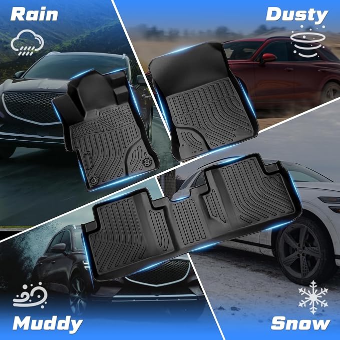 Sunsdrew Floor Mats for 2012-2015 Honda Civic Sedan, All Weather Car Mats Front Rear 2 Rows Floor Liners for Civic Accessories TPE Rubber Raised Edge (Not for Coupe)