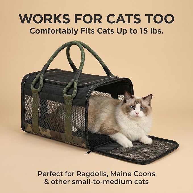 Soft-Sided Dog & Cat Carrier | for Car Rides, Vet Visits, Errands & Daily Outings | Fits Small Dogs & Cats Up to 15 lbs | 18" L x 11.5" H | Yorkies, Chihuahuas & More