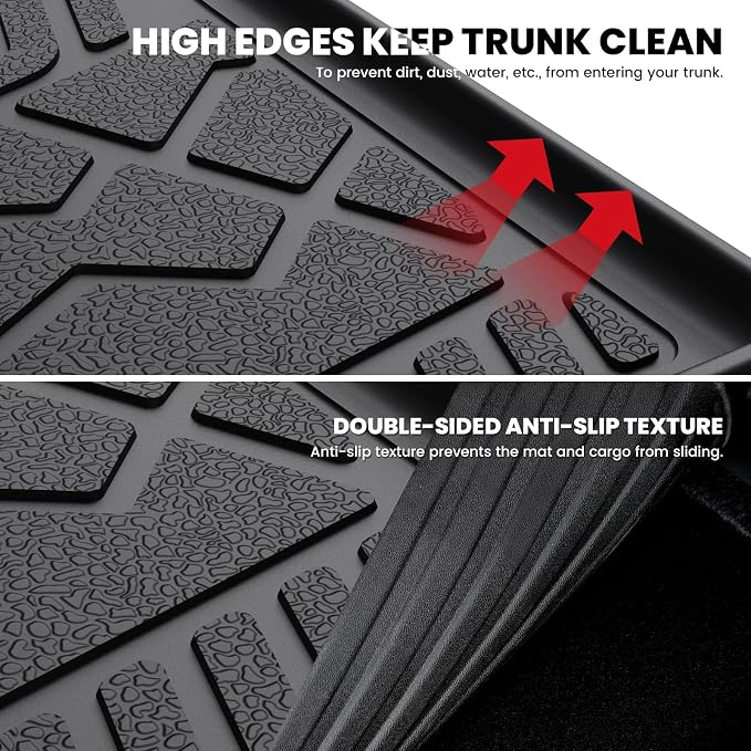 LASFIT Trunk Mat for Jeep Wrangler 2011-2018 JK Unlimited 4-Door Without Subwoofer (NOT for JL or 2-Door) All Weather TPE Custom Fit Cargo Mat Trunk Liner Cargo Liner, Black
